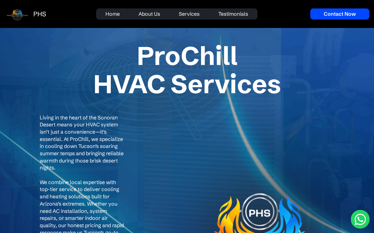 ProChill HVAC Services website designed and built by A&O Design Solutions