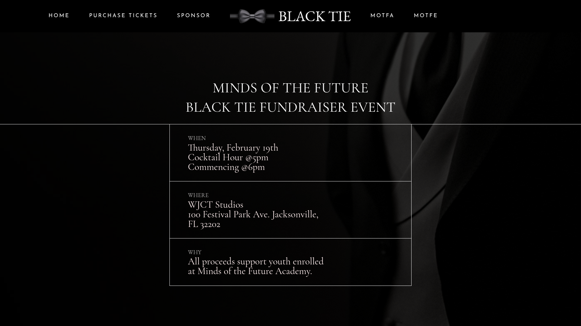 Minds Black Tie Event website designed and built by A&O Design Solutions